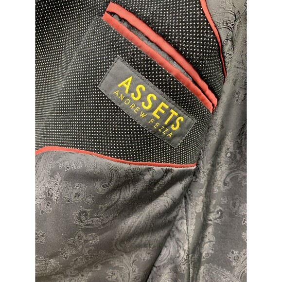 Andrew Fezza ASSETS  Velour Two Button Blazer Mens Size  46L Black Notch Vented - Picture 2 of 16